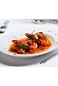 Gamberoni Argentini (5 pezzi ) on delicata salsa al vino bianco con freschi pomodorini cherry